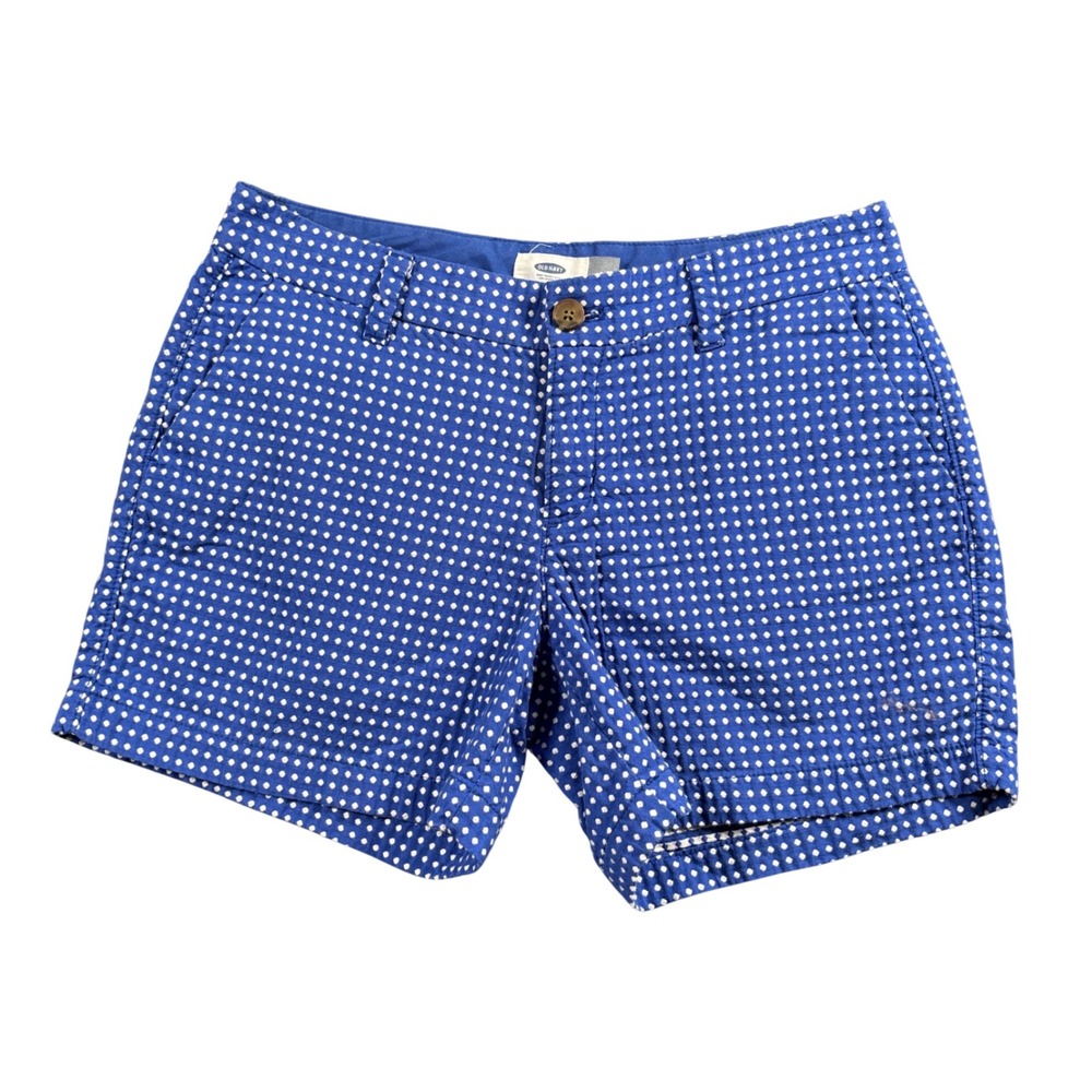 Old Navy Seersucker Polka Dot Shorts Womens 4 Blue White Preppy Coastal 4-Pocket